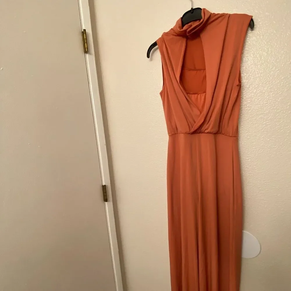 Weissman dance costume coral orange jumpsuit unitard Stitches 14346 SA adult